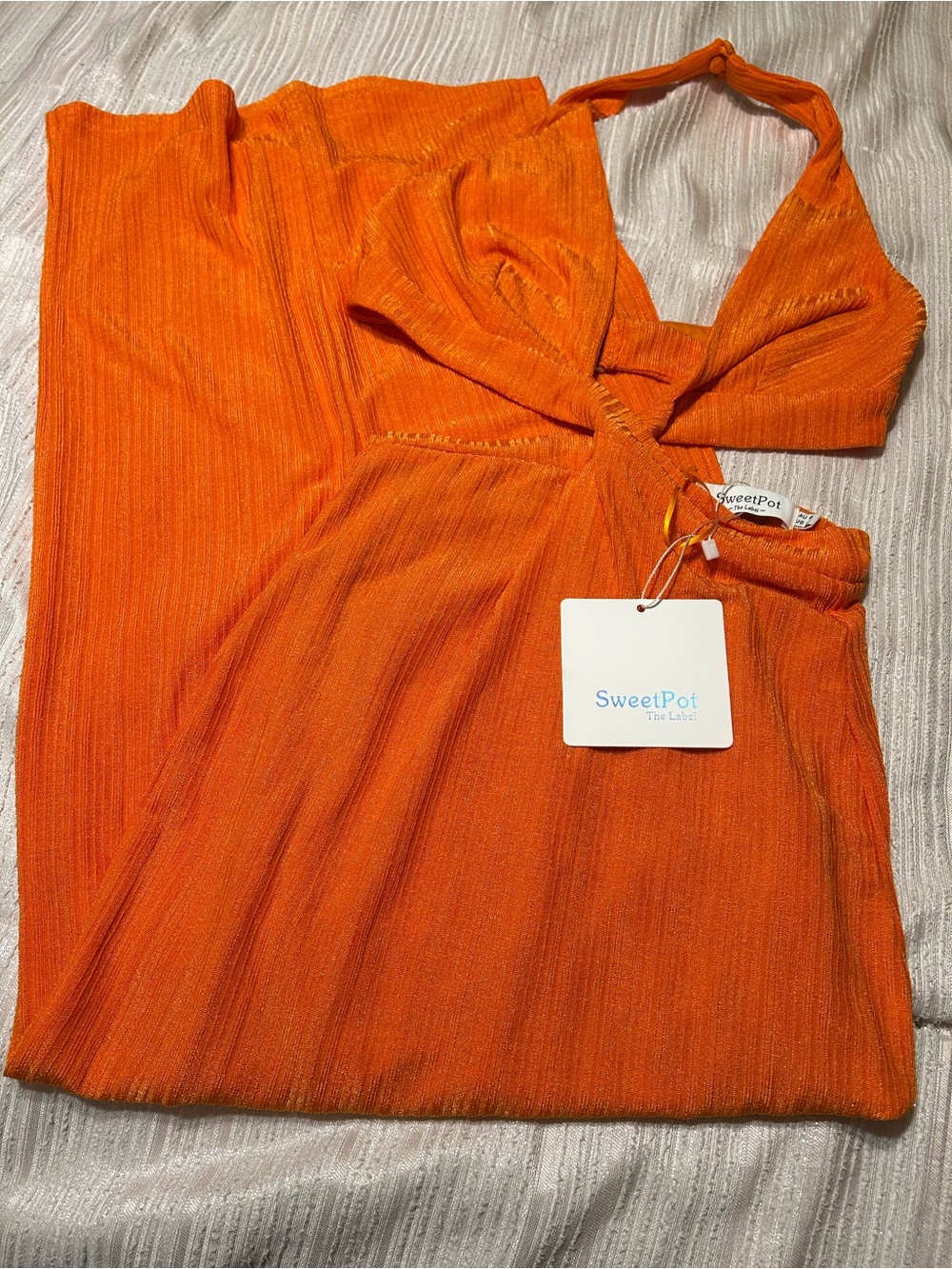 SweetPot Orange Halter Maxi Dress